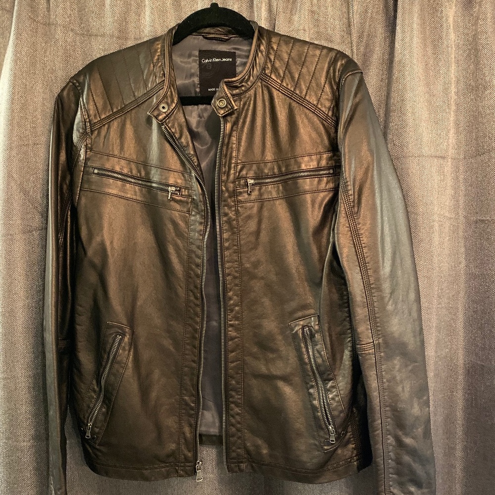 Calvin Klein Brown Faux Leather Jacket